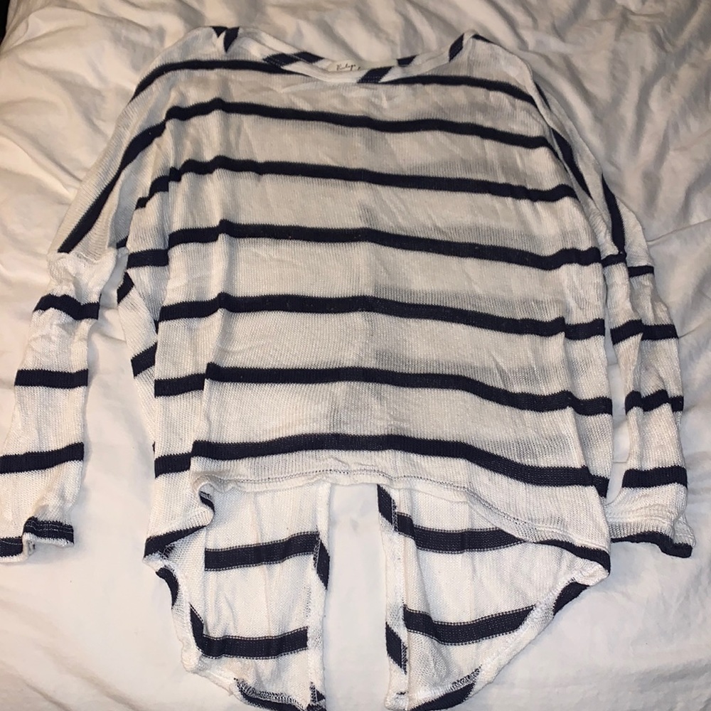 Navy Striped Sheer Sweater